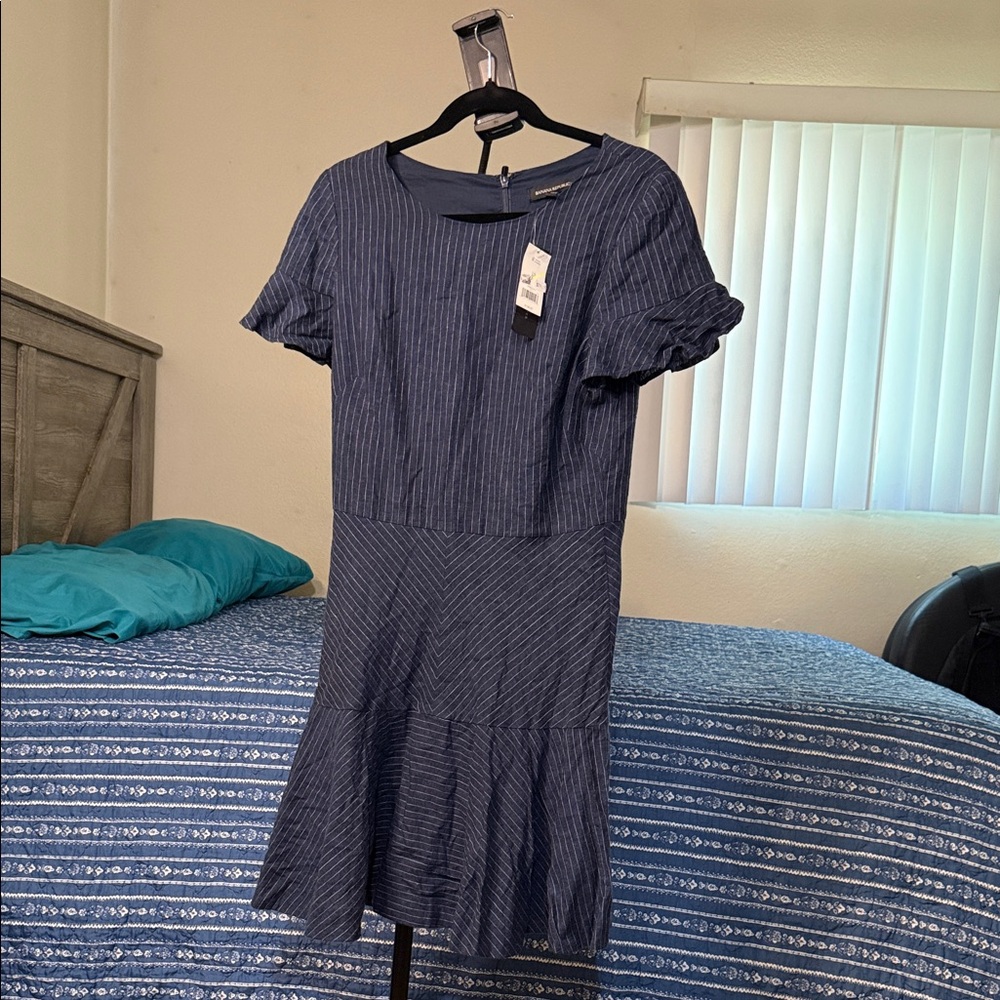 Banana Republic Navy Striped Midi Dress - Picture 1 of 4